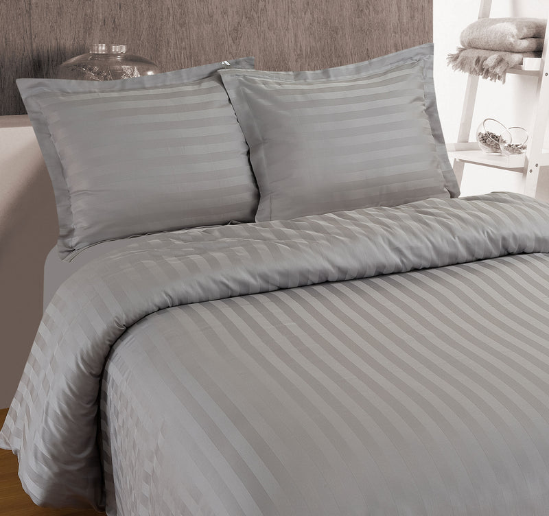 Primaviera Deluxe Hotel Stripe Grey Duvet Cover Set