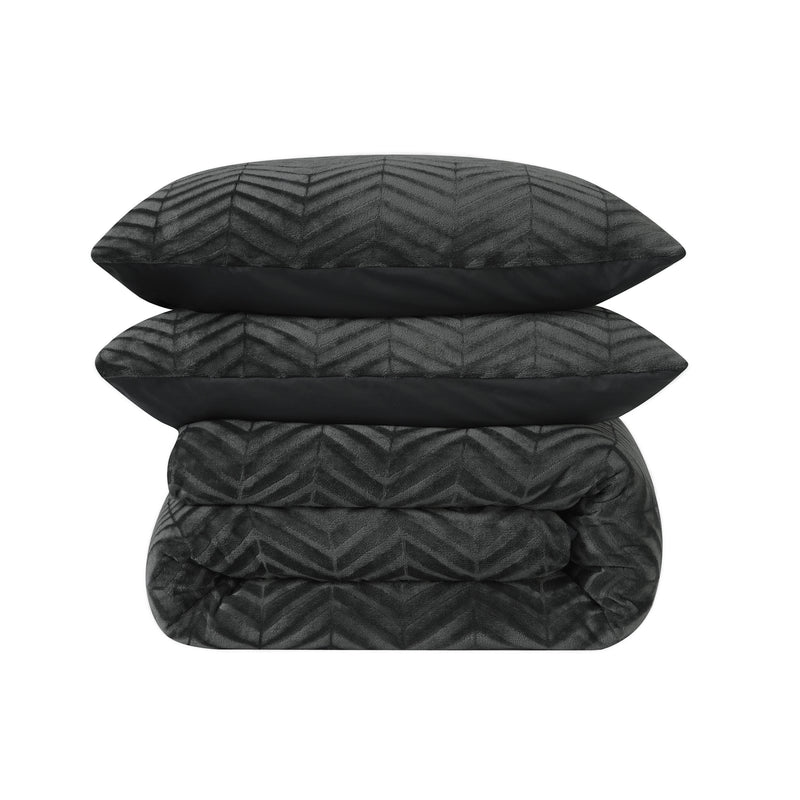 Bettwäsche-Set Chevron Teddy Anthrazit