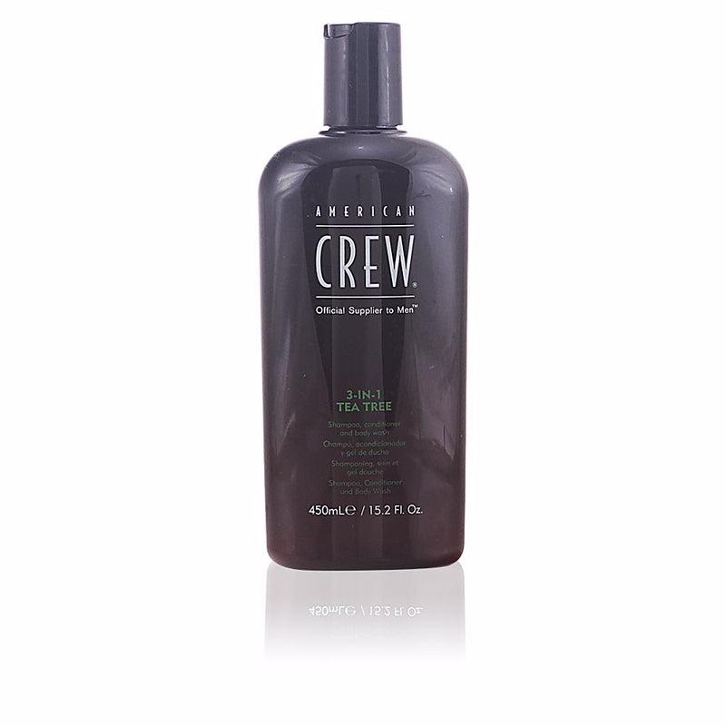 American Crew Tea tree 3 in 1 shampoo, hoitoaine ja suihkusaippua 450 ml | Vuodevaatteet.fi