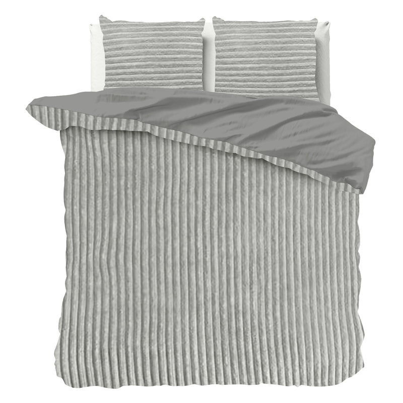Harmaa nalle polyesteri pussilakanasetti Rib Teddy