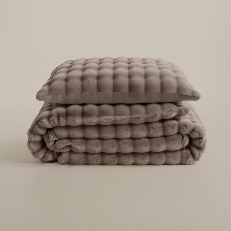 Pom Pom Taupe Duvet Cover Set