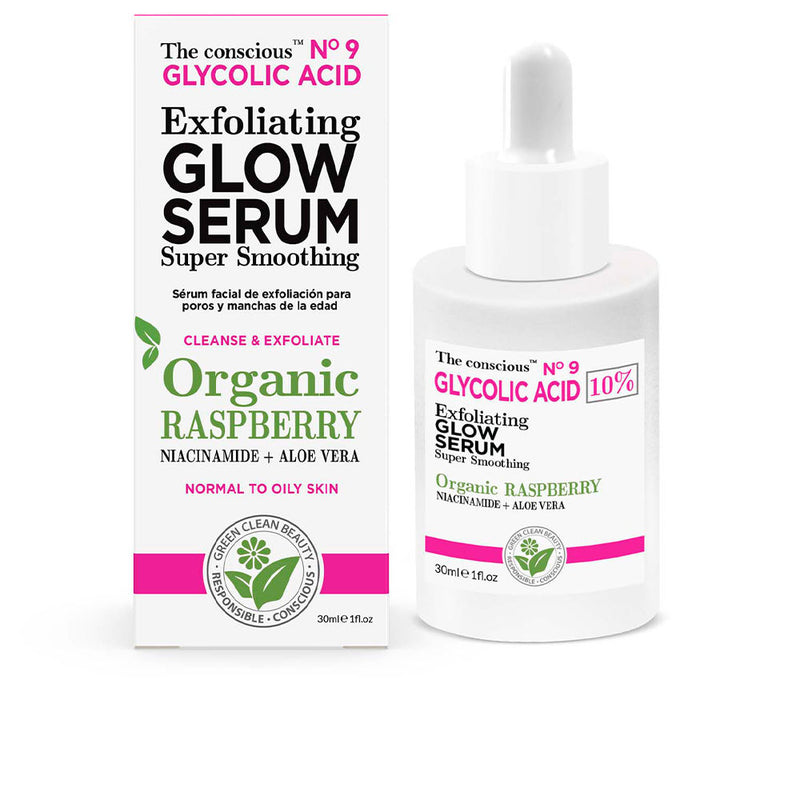 The Conscious Glycolic acid kuoriva hehkuseerumi luomuvadelma 30 ml | Vuodevaatteet.fi