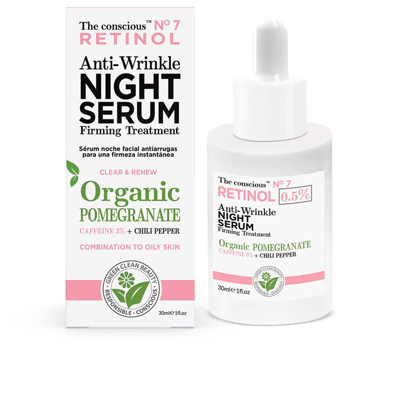 The Conscious Retinol anti-wrinkle yöseerumi, luomugranaattiomena 30 ml | Vuodevaatteet.fi