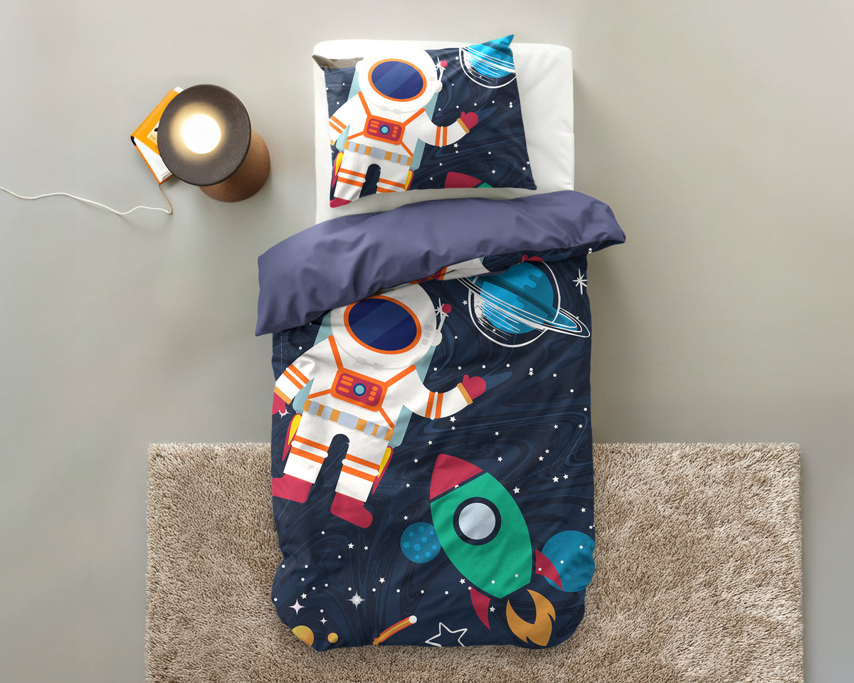 Juego de funda nórdica infantil Space man 2 Azul /220 — 140 x 200/220
