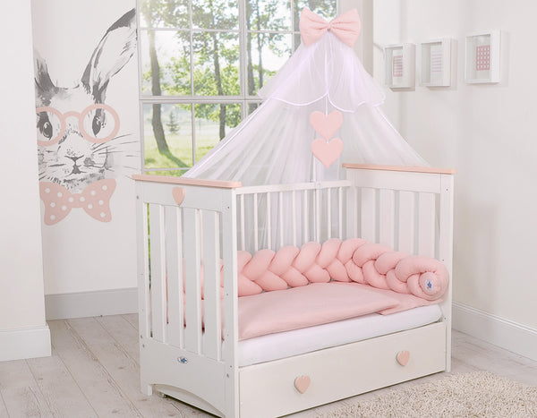 Bettumrandung geflochten – Pastell – Rosa