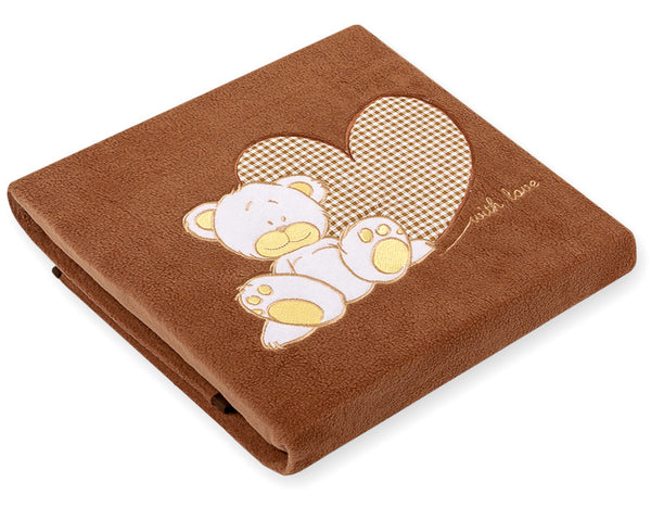 Baby-Fleecedecke - Teddybär mit Herz Braun