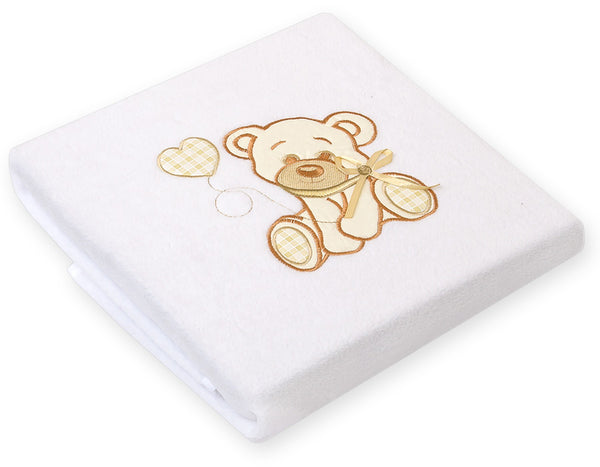 Baby-Fleecedecke - Bär mit Schleife Weiß