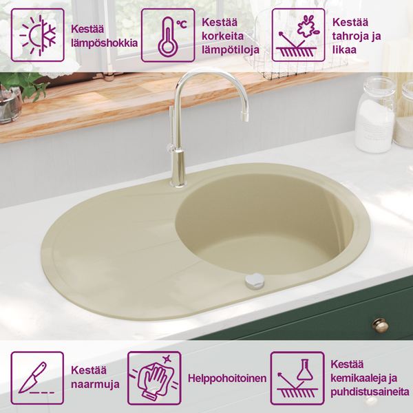 Beige Küchenspüle Imogen (Granit, oval)