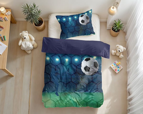 Kinder Bettwäsche-Set Live football Blau 140 x 200/220