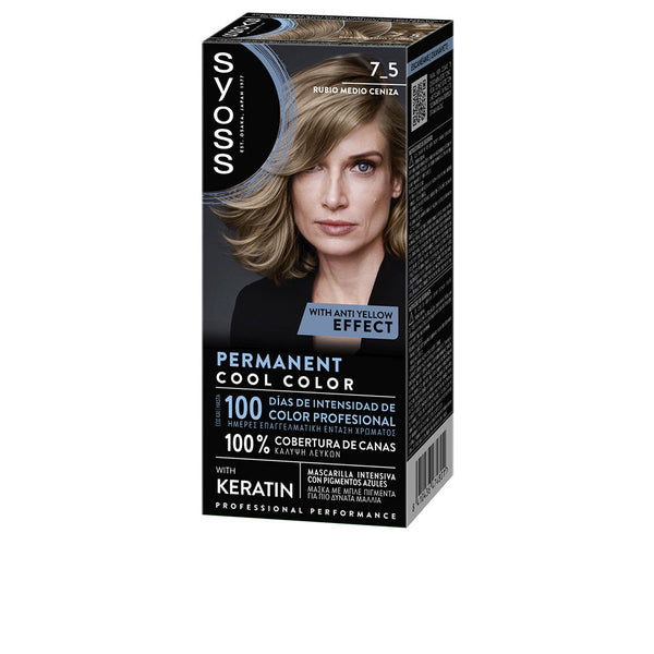 Syoss - Permanent Cool Color #7.5-Rubio Medio Ceniza 1 u