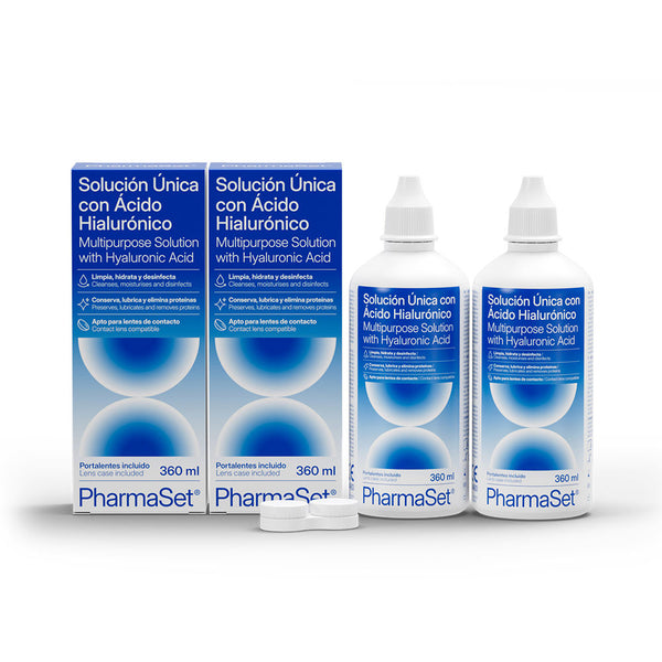 Pharmaset soluzione unica con acido ialuronico per lenti a contatto morbide 2 x 360 ml
