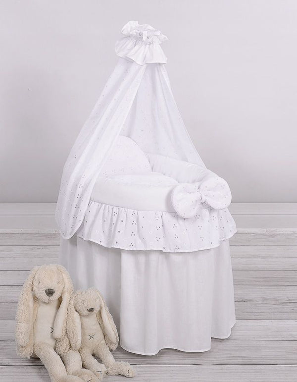 Wiege der Puppe - Rosa mit bestickter Spitze