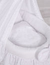 Wiege der Puppe - Rosa mit bestickter Spitze