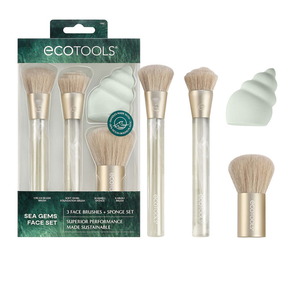 Ecotools - Sea Gems Makeup Brushes + Sponge Set (4 pcs)
