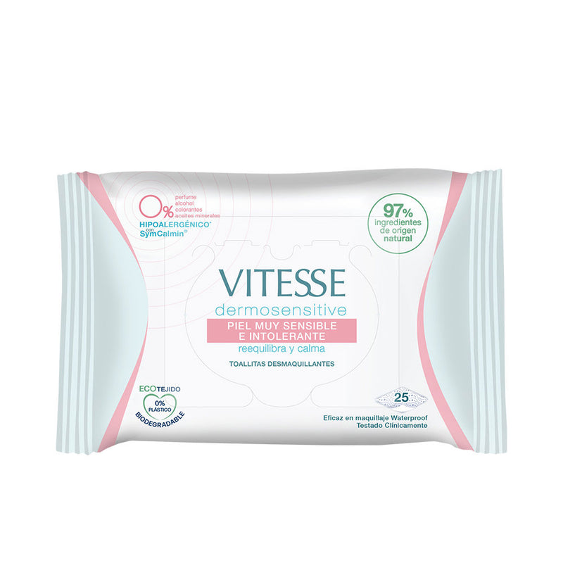 Vitesse - Dermosensitive makeup remover wipes rebalance and soothe 25 units