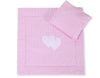 Babydecke 77x77cm und Kissen - Herzen rosa kariert