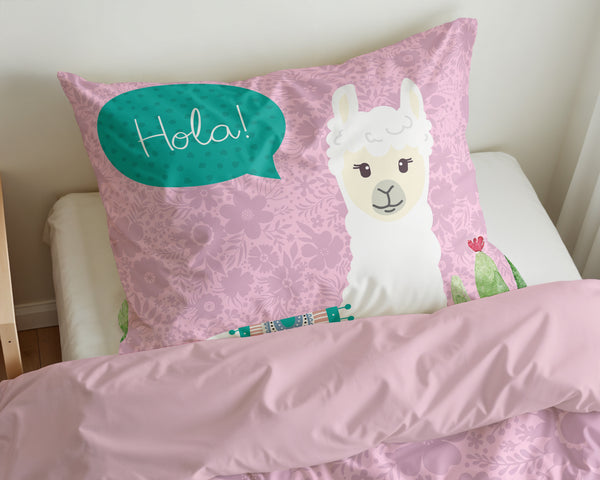 Kinder-Bettwäsche-Set Hola Lama Rosa 140 x 200/220
