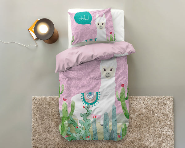 Kinder-Bettwäsche-Set Hola Lama Rosa 140 x 200/220