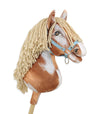 Premium Steckenpferd / Hobby Horse - Tobiano Braunfalbe Beige A3
