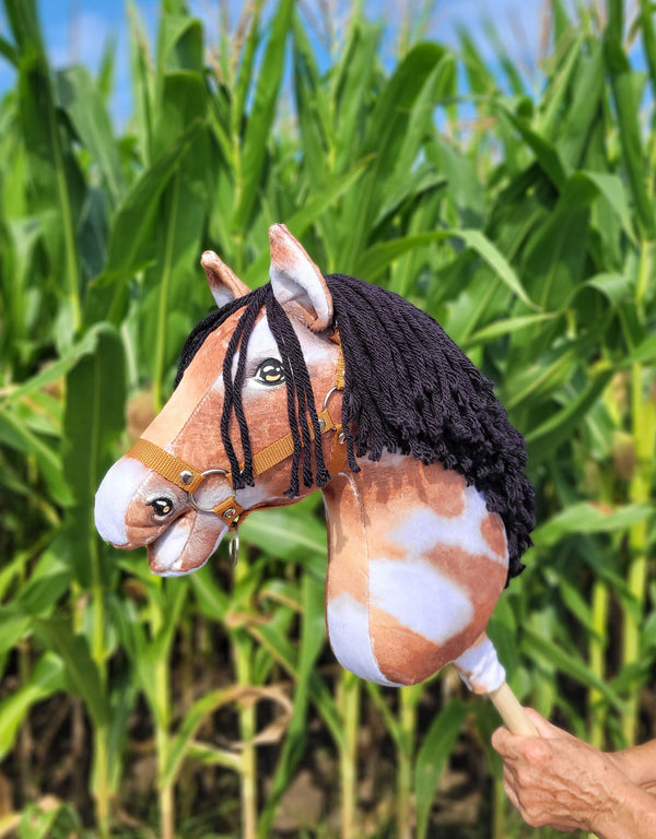Premium Steckenpferd / Hobby Horse - Tobiano Rappe A3