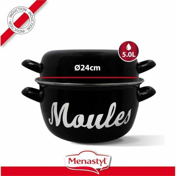 Menastyl Emaloitu Teräspannusetti Musta