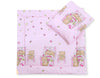 Babydecke 77x77cm und Kissen - Teddies pink