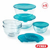 Pyrex Eväsrasiasetti 5 Kpl Läpinäkyvä Turkoosi
