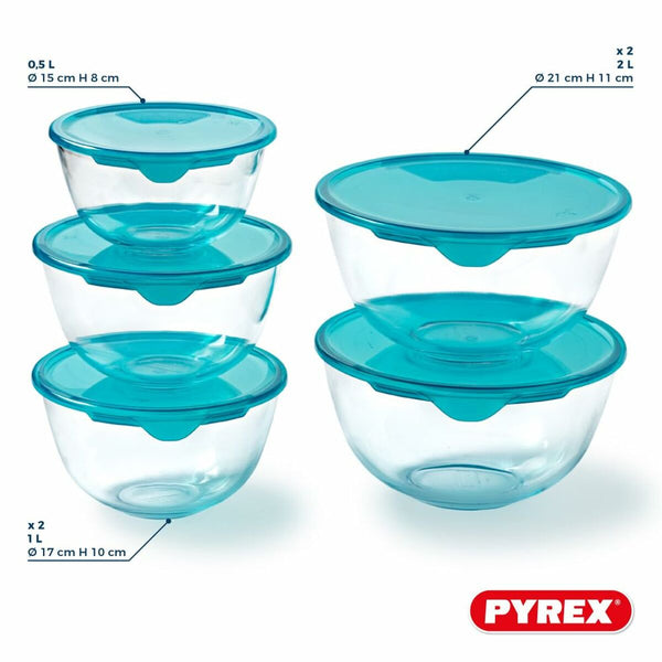 Pyrex Eväsrasiasetti 5 Kpl Läpinäkyvä Turkoosi