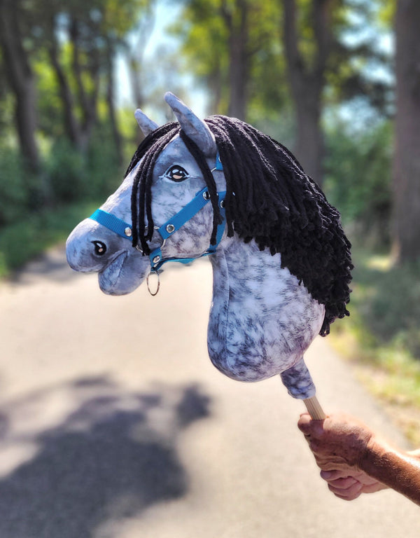Premium Steckenpferd / Hobby Horse - Dapple Grey mit schwarzem A3