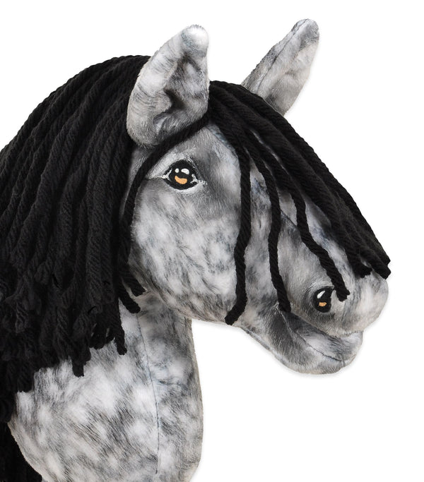 Super Hobby Horse - Super Hobby Horse Premium keppihevonen - kirjava harmaa hevonen mustalla harjalla A4