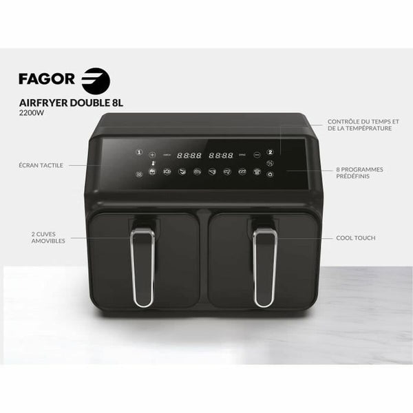 Fagor ilmafriteerauskeitin 8L Musta - Vuodevaatteet.fi
