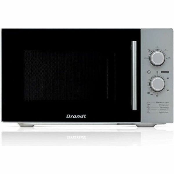 Hopeinen Brandt Mikroaaltouuni 900W 26L - Vuodevaatteet.fi