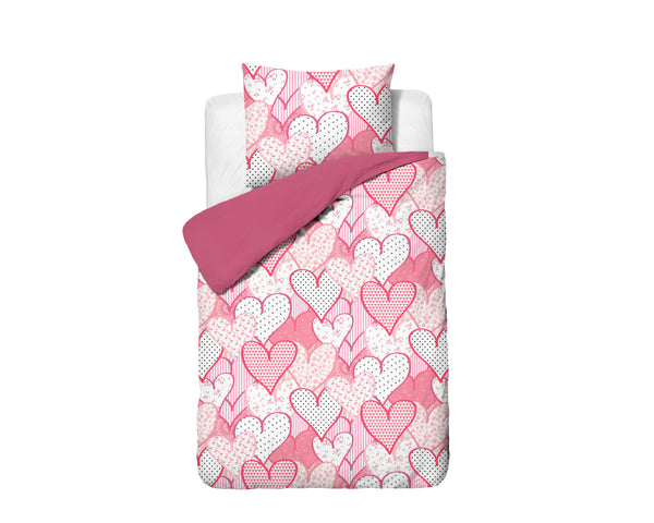 Lasten Pussilakanasetti Hearts love Vaaleanpunainen 140 x 200/220