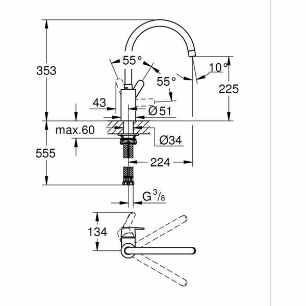 Grohe Get C-muotoinen Keittiöhana