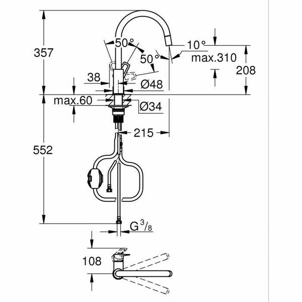 Grohe StartLoop C-muotoinen Messinkihana