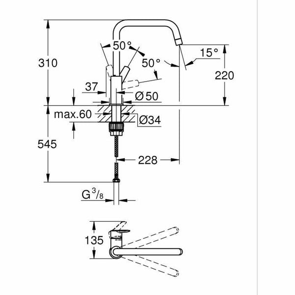 Grohe Start Mattamusta C-muotoinen Sekoitushana