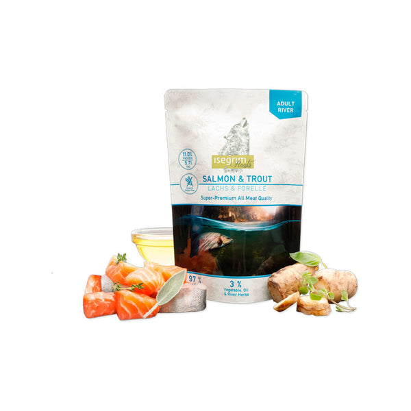 Isegrim Kostea Koiranruoka 410 g, Lohi ja Taimen
