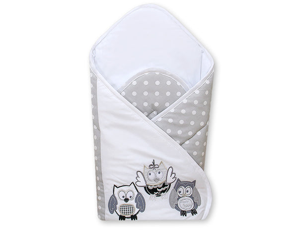 Babynest mit verstärktem Boden - Owls Bigi Zibi & Adele grau-schwarz