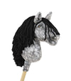Super Hobby Horse - Super Hobby Horse Premium keppihevonen - kirjava harmaa hevonen mustalla harjalla A4