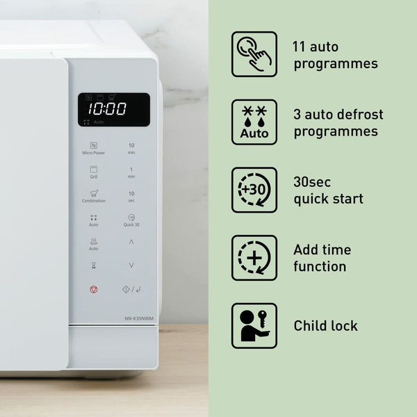 Panasonic Mikroaaltouuni Grillillä 23L Valkoinen - Vuodevaatteet.fi