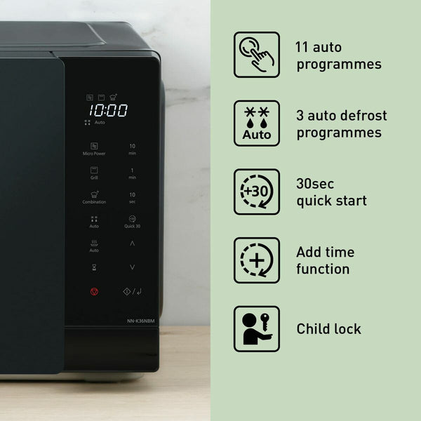 Panasonic Mikroaaltouuni Grillillä 24L Musta - Vuodevaatteet.fi