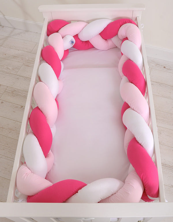 Geflochtener Kantenschutz XXL - Weiß - Rosa