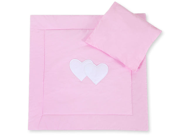 Babydecke 77x77cm und Kissen - Hearts pink