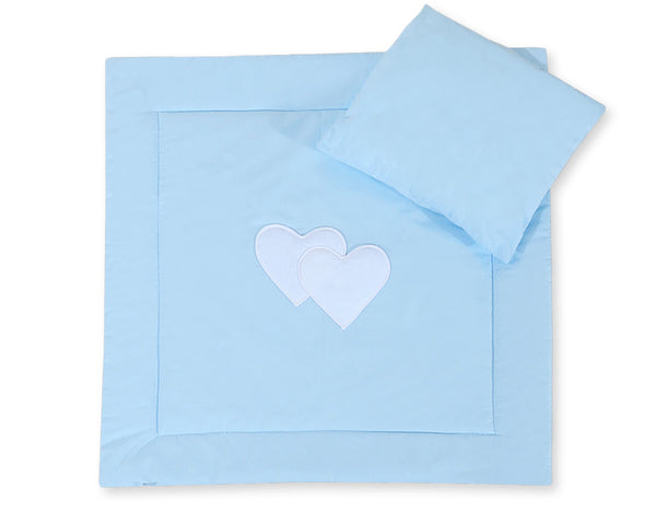 Babydecke 77x77cm und Kissen - Hearts blue