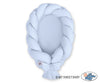 Babynest mit Flecht-Stoßstange - Hellblau