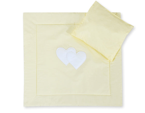Babydecke 77x77cm und Kissen - Hearts cream