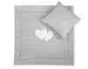 Vauvan peitto 77x77cm ja tyyny- Hearts white dots on grey