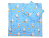 Babydecke 77x77cm und Kissen – Hallo Hase blau