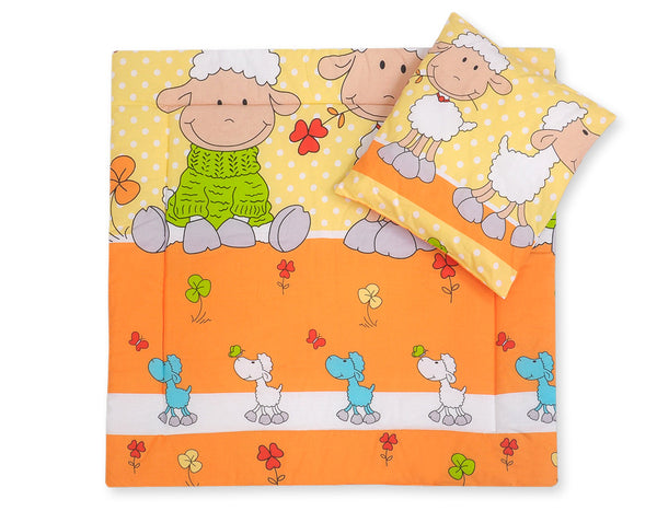Babydecke 77x77cm und Kissen - Orange-gelb