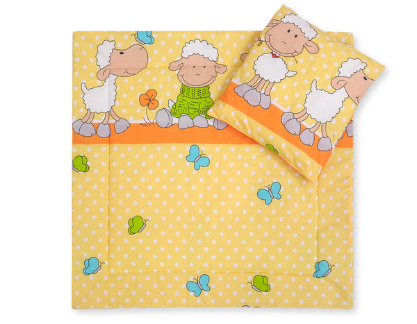 Babydecke 77x77cm und Kissen - Orange-gelb